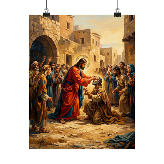 “He Opened My Eyes - Jesus Heals the Blind Man” - Poster