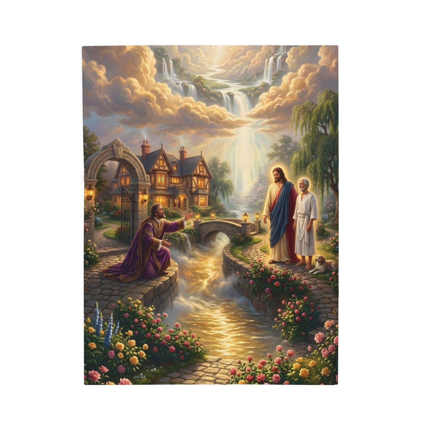 “The Great Reversal - Lazarus at the Rich Man’s Gate” - Plush Blanket