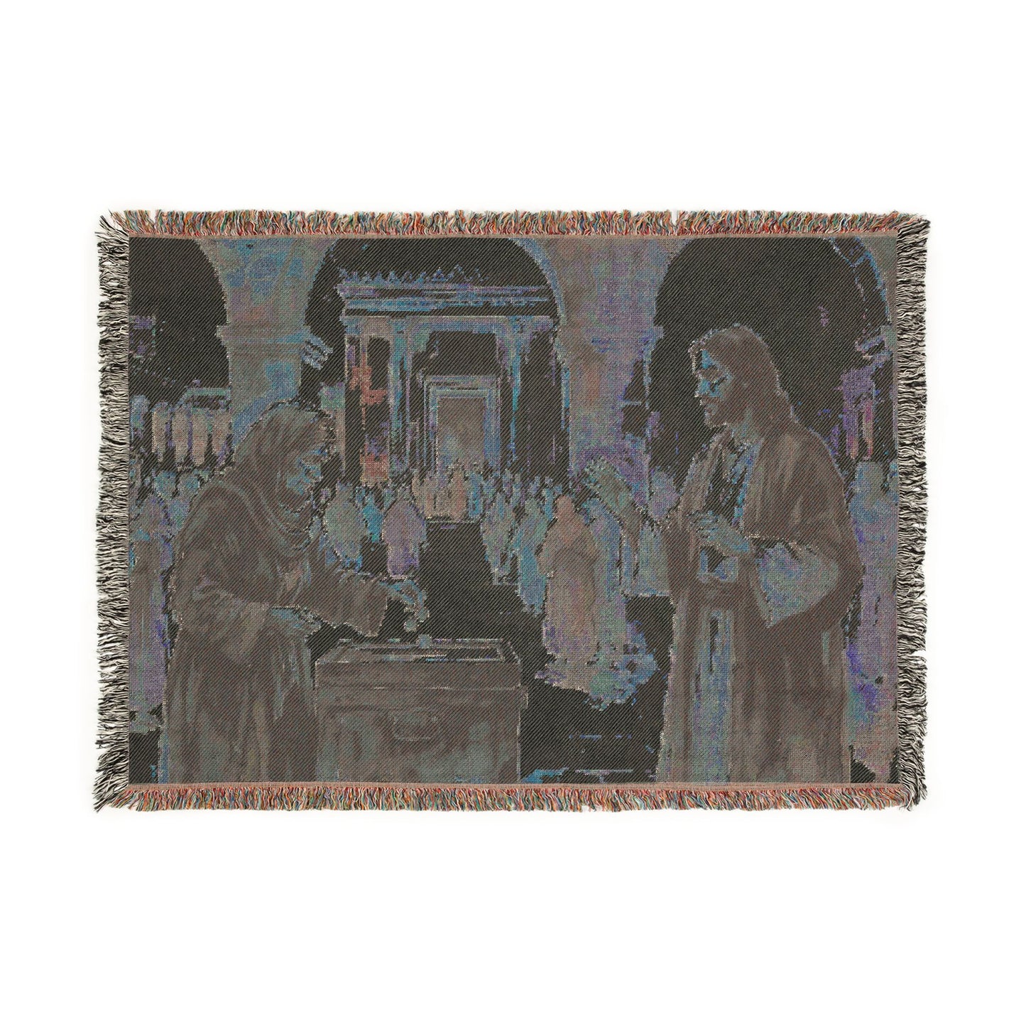 “Her Offering - The Widow's Mite at the Temple” - Woven Blanket