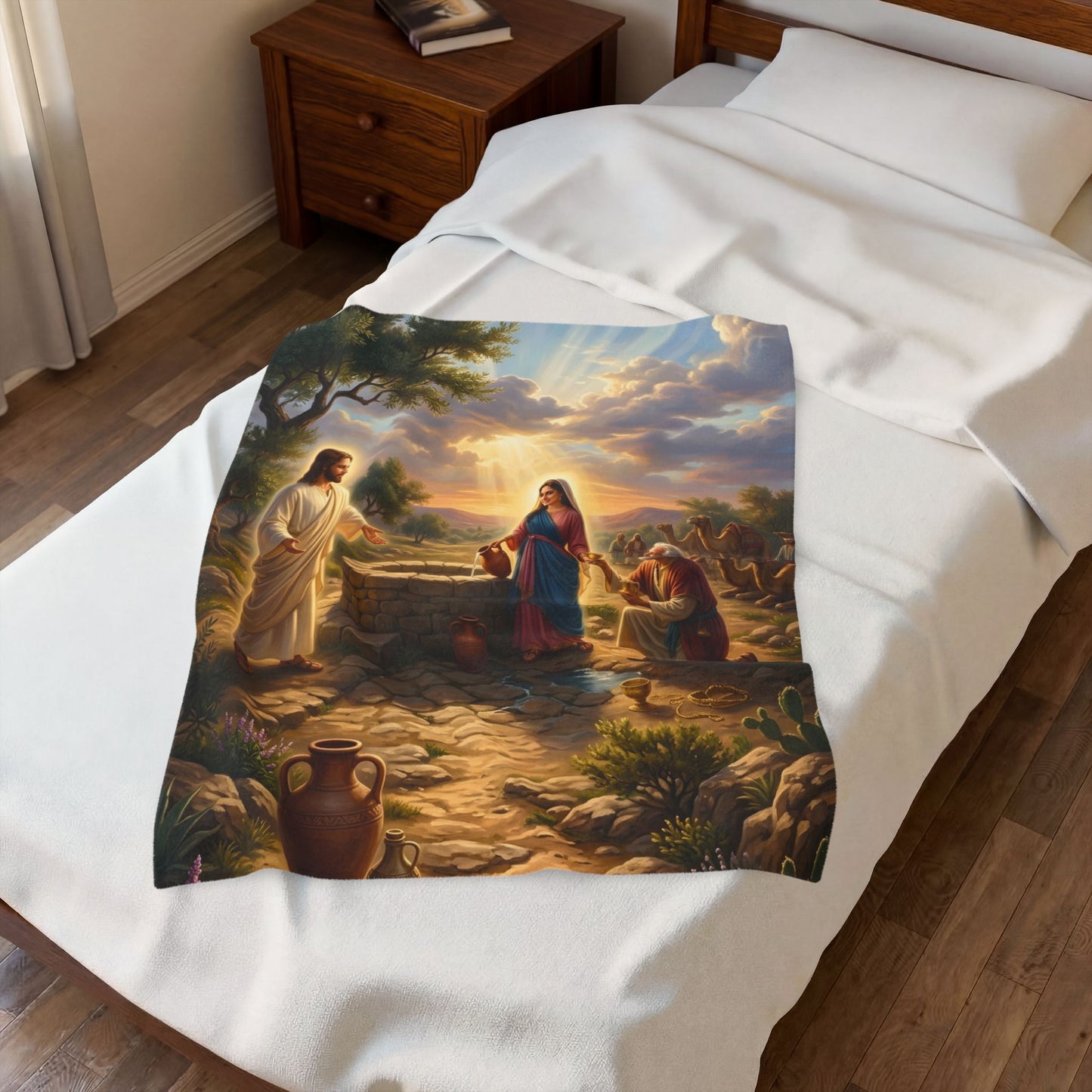 “Providence Unveiled - Rebekah at the Well” - Plush Blanket