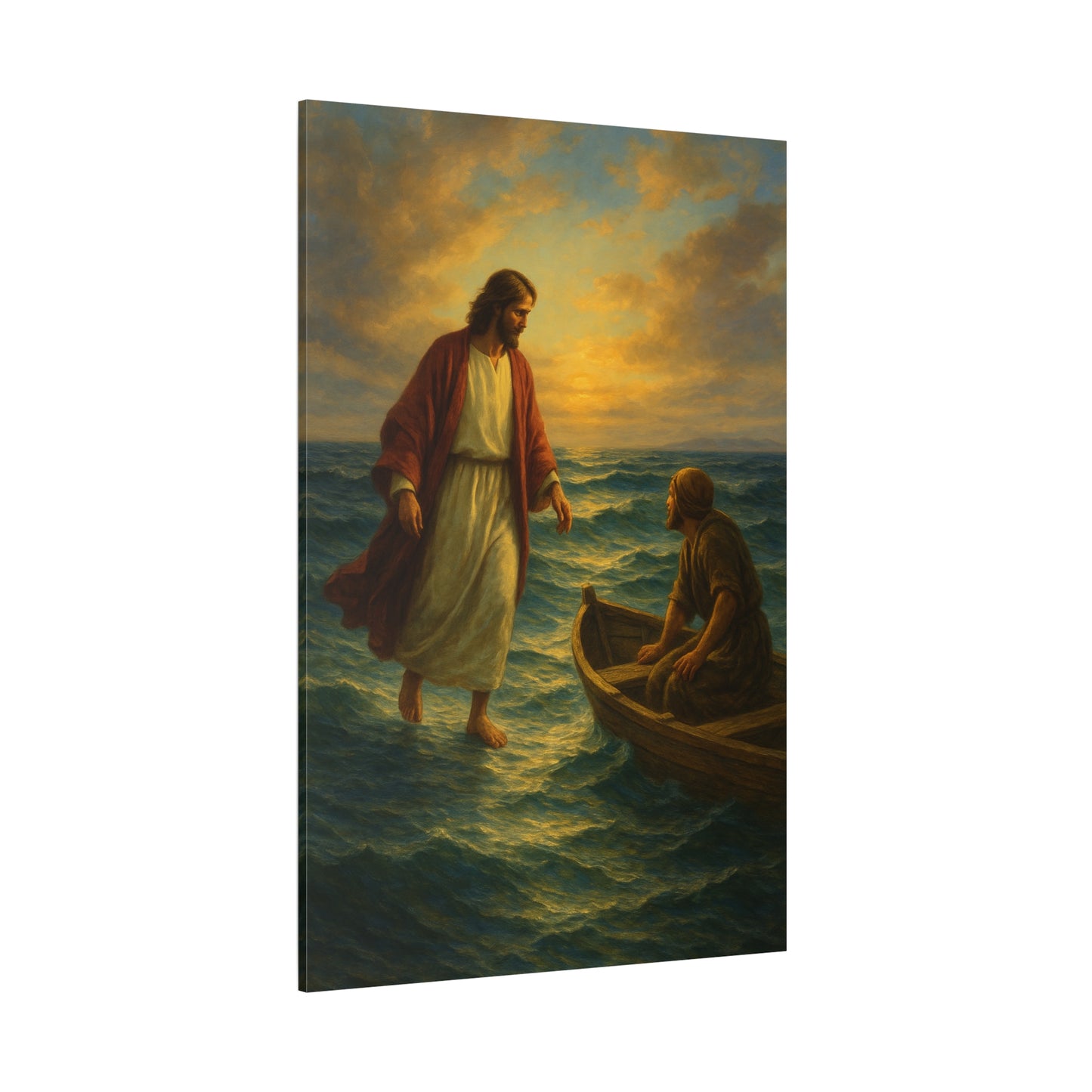 “Jesus Walks on Water – Divine Faith in the Storm” - Canvas Art