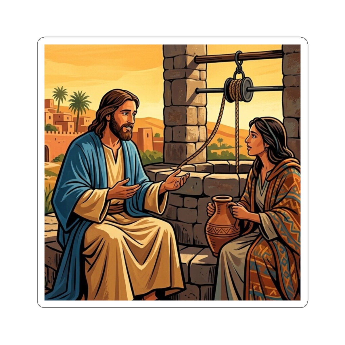 “Living Water - Jesus and the Woman at the Well” - Sticker
