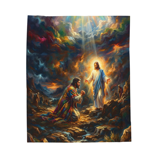 “Coat of Many Colors - Joseph's Enduring Faith” - Plush Blanket
