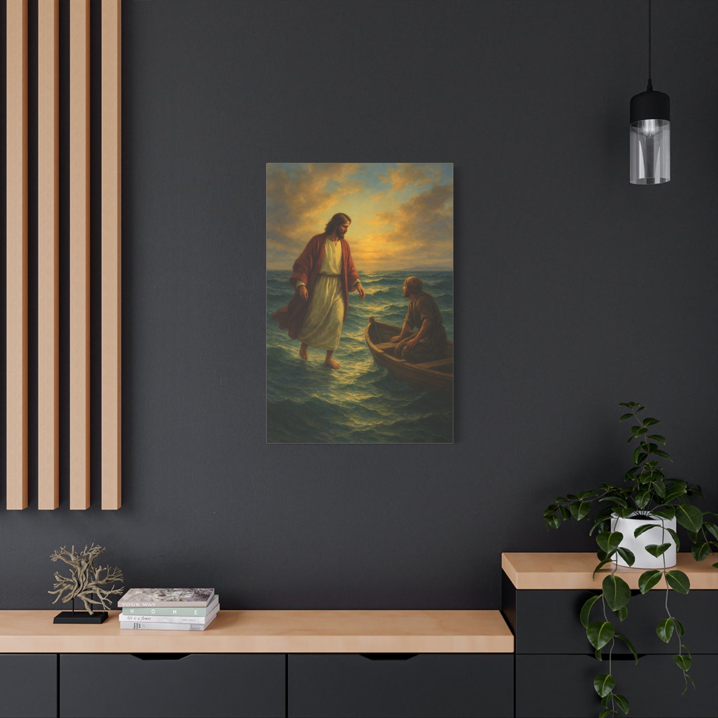 “Jesus Walks on Water – Divine Faith in the Storm” - Canvas Art