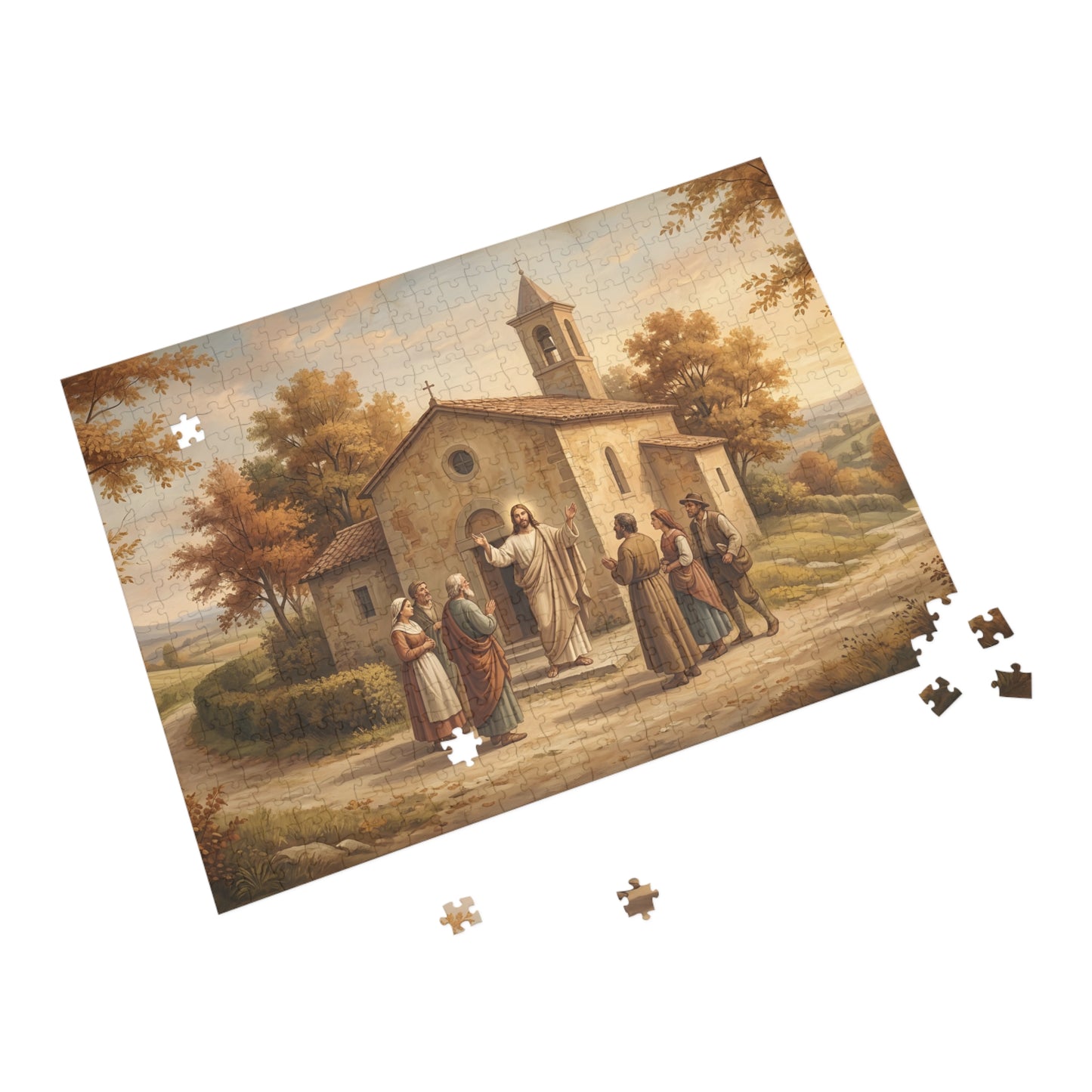 “Sanctuary in Serenity - Autumn's Golden Embrace” - Jigsaw Puzzle