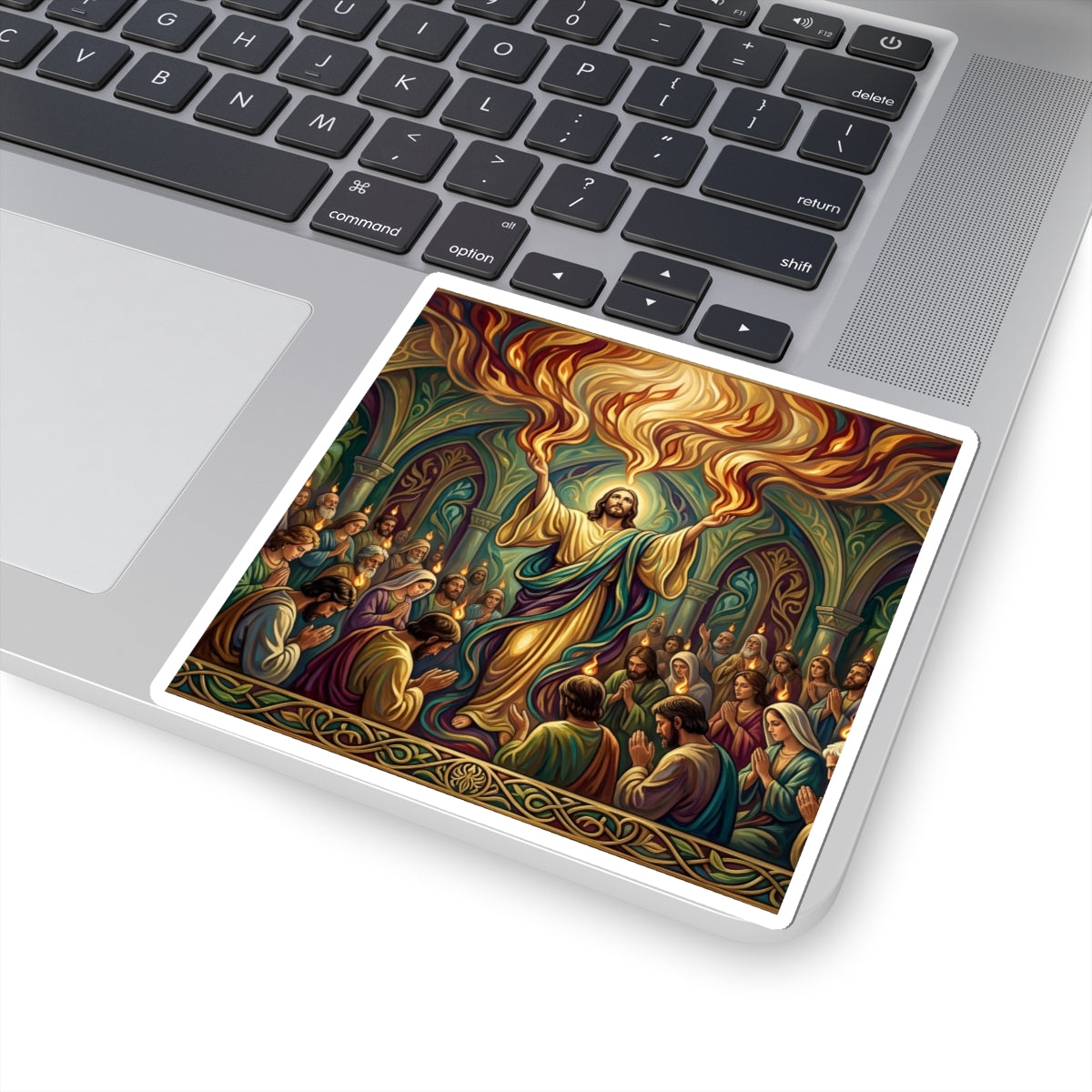 “Spirit Poured Out - Pentecost Flames Descending” - Sticker