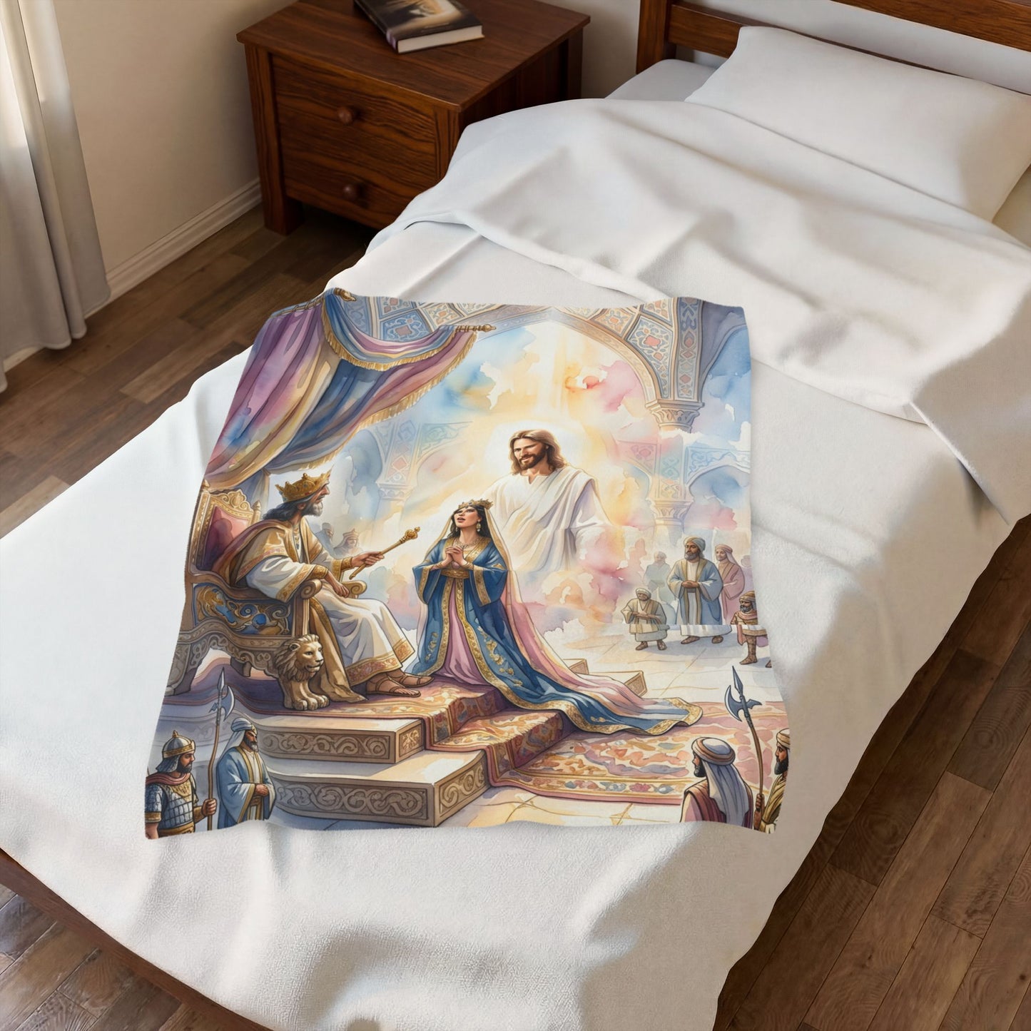 “For Such a Time - Esther Before Ahasuerus” - Plush Blanket