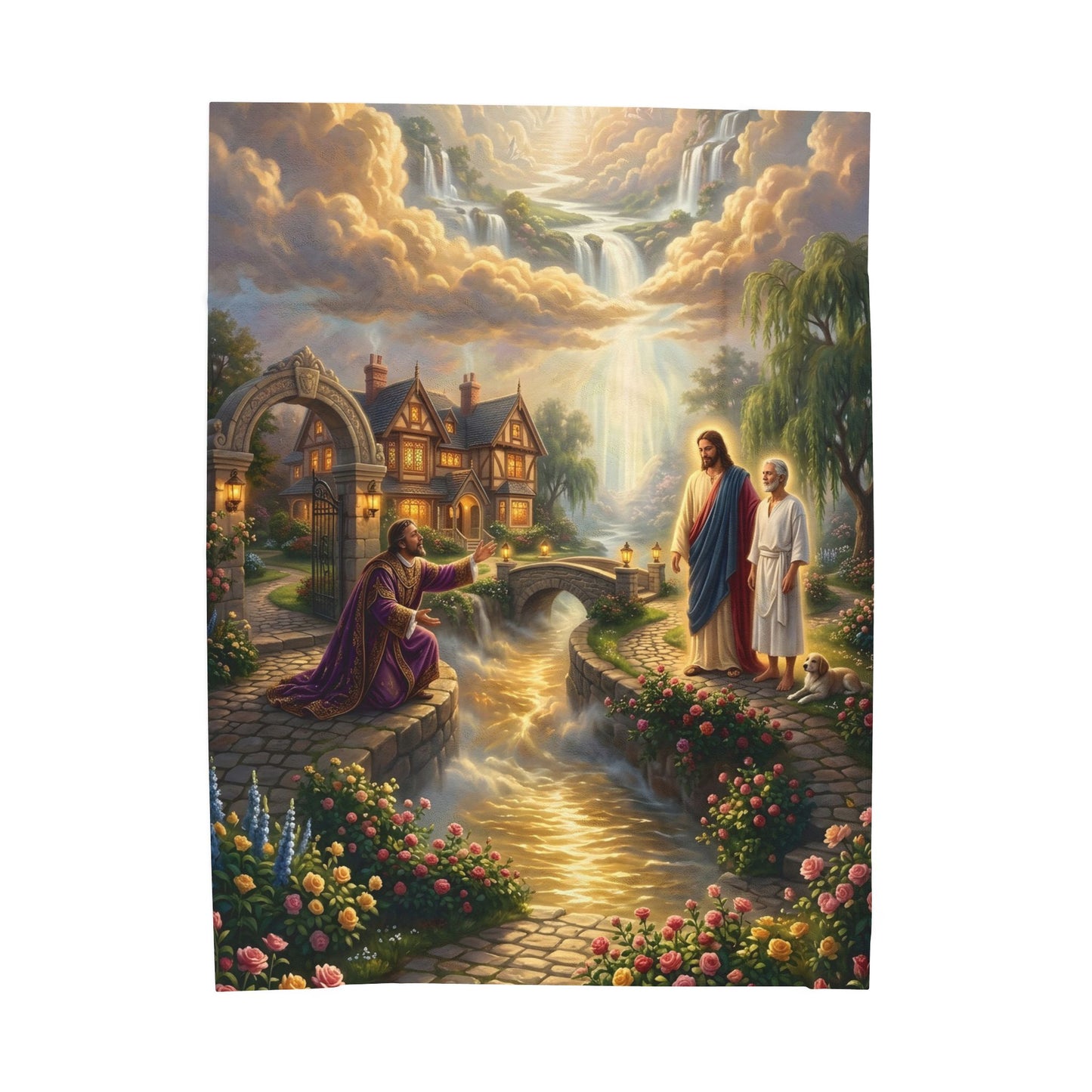 “The Great Reversal - Lazarus at the Rich Man’s Gate” - Plush Blanket