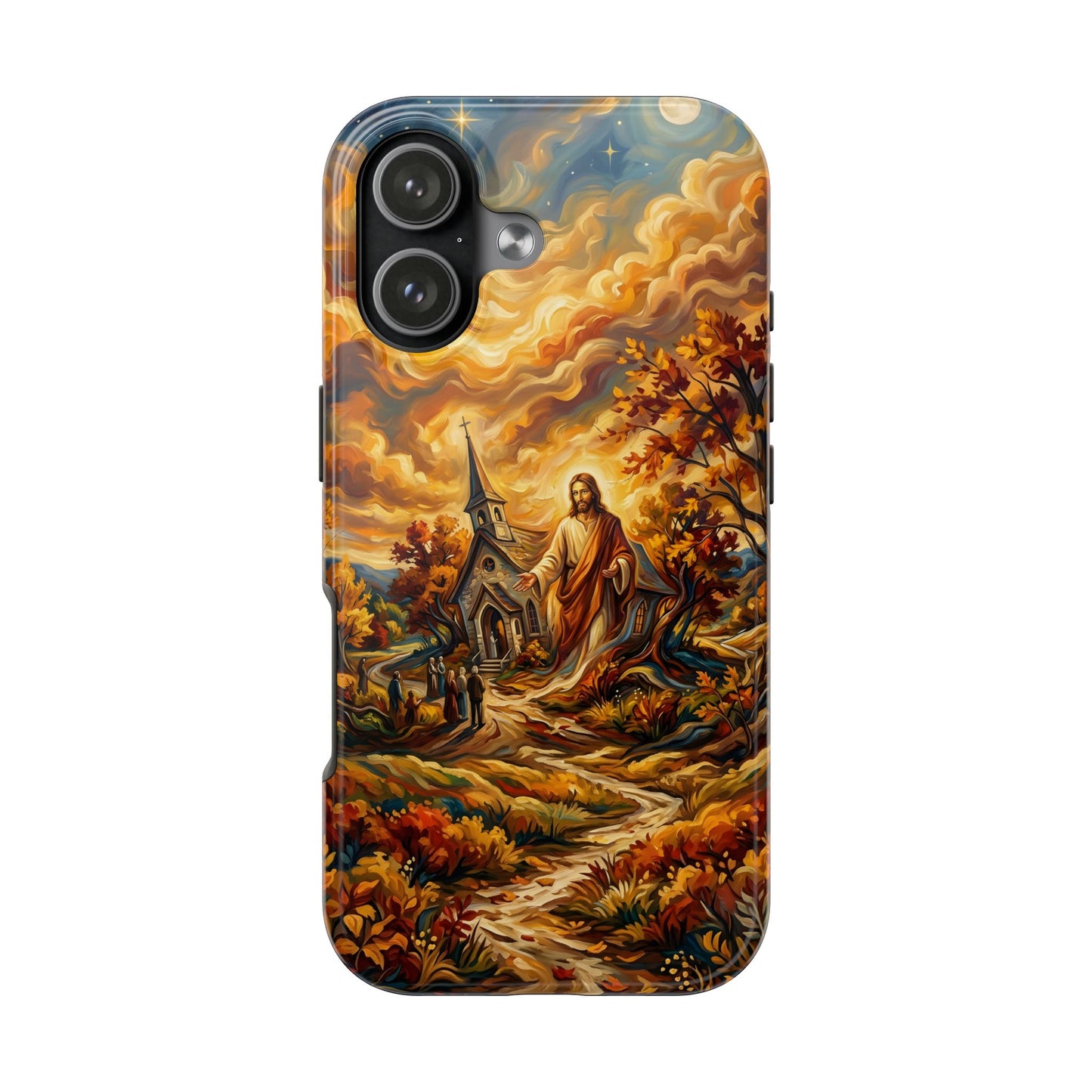 “Abide With Me - Autumn Church at Sunset” - Phone Case