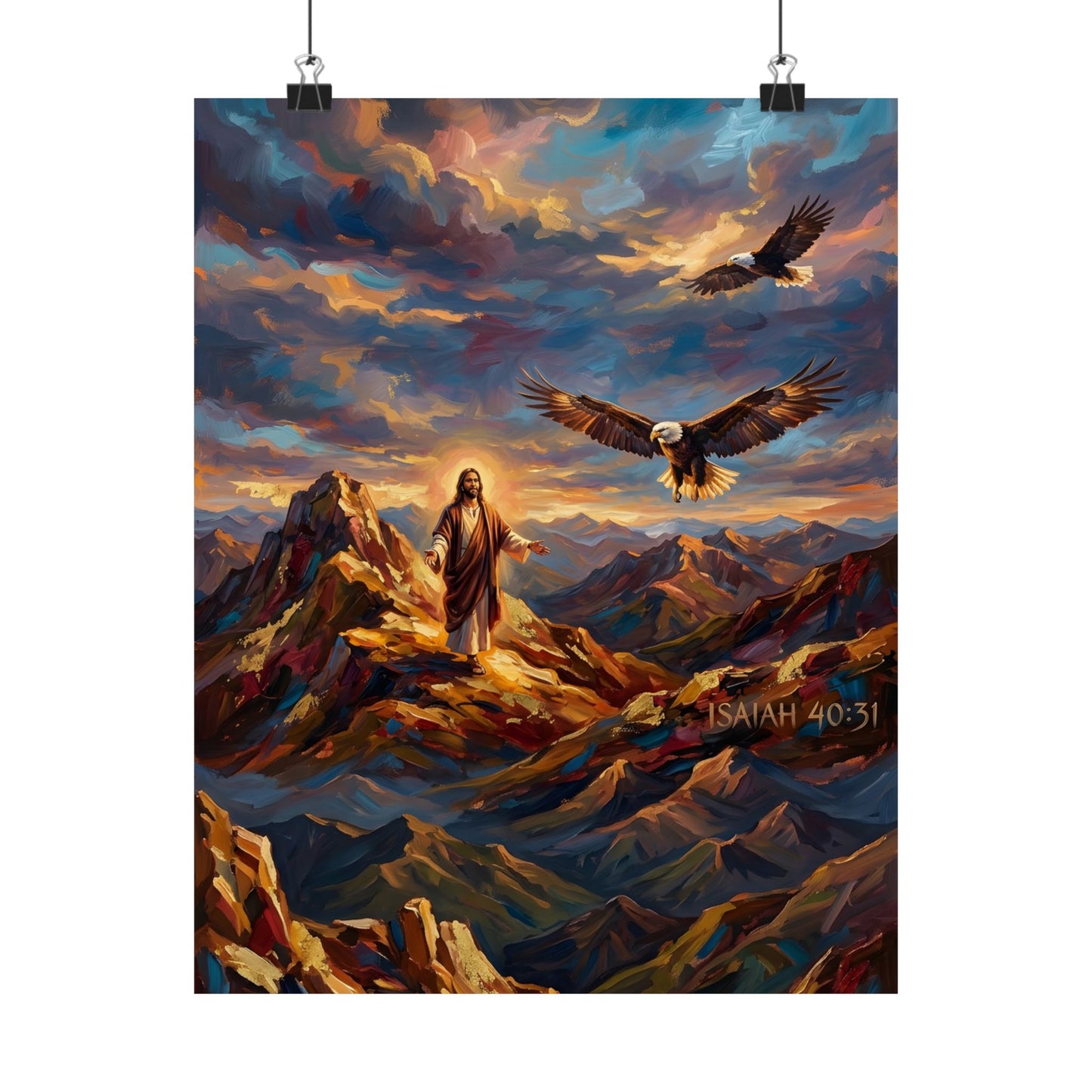 “Soaring Like Eagles - Hope in the Lord Over Mountain Peaks” - Poster