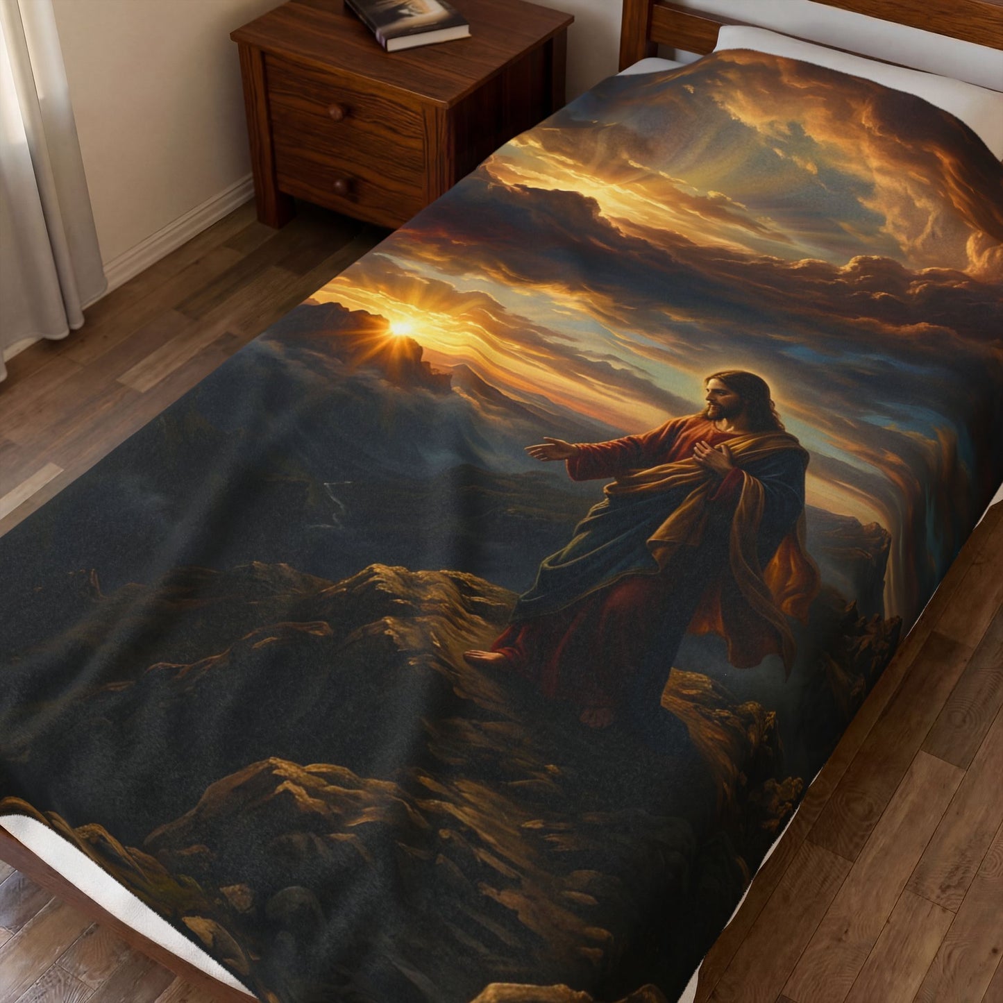 “Joy Comes in the Morning - Sunrise Over Dark Valley” - Plush Blanket