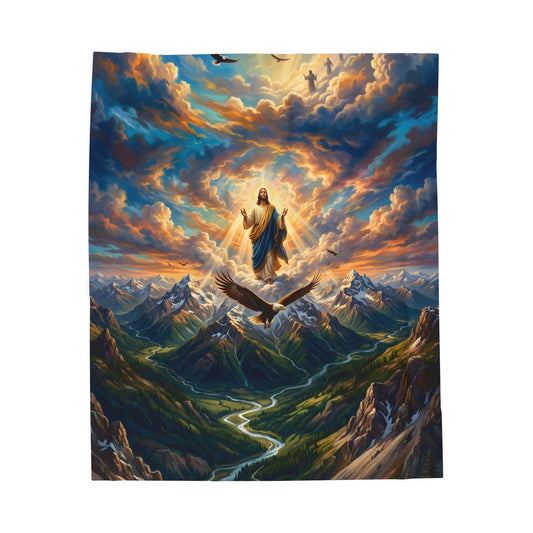 “Soaring Like Eagles - Hope in the Lord Over Mountains” - Plush Blanket