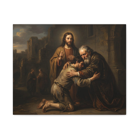 The prodigal son running toward his father - Canvas Art