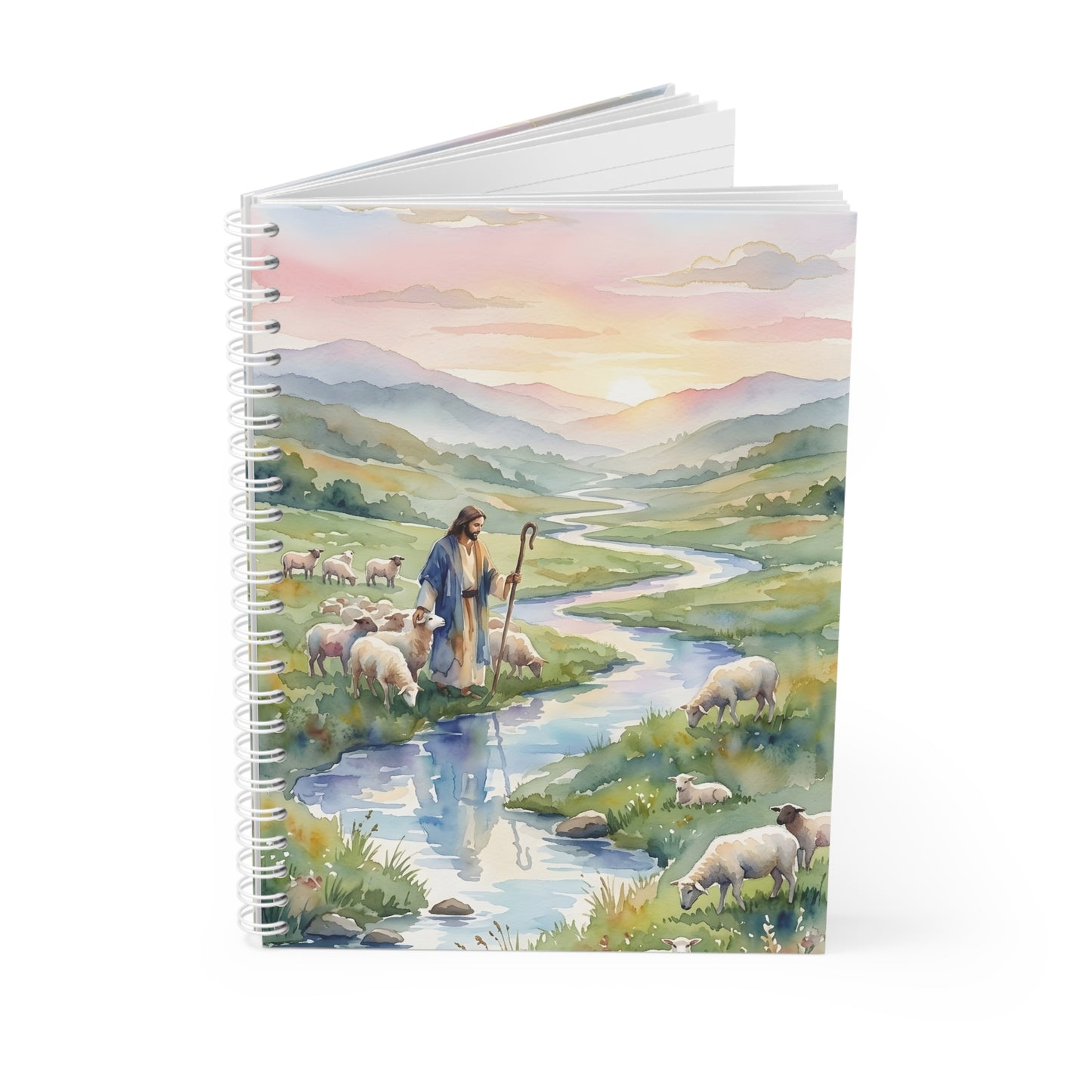 “Still Waters - Shepherd Leads His Flock” - Spiral Notebook