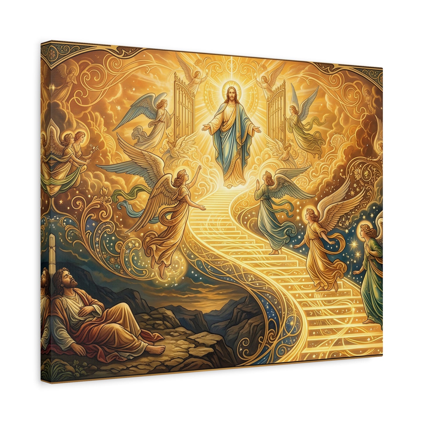 “Jacob's Ladder - Angels Ascending and Descending” - Canvas Art