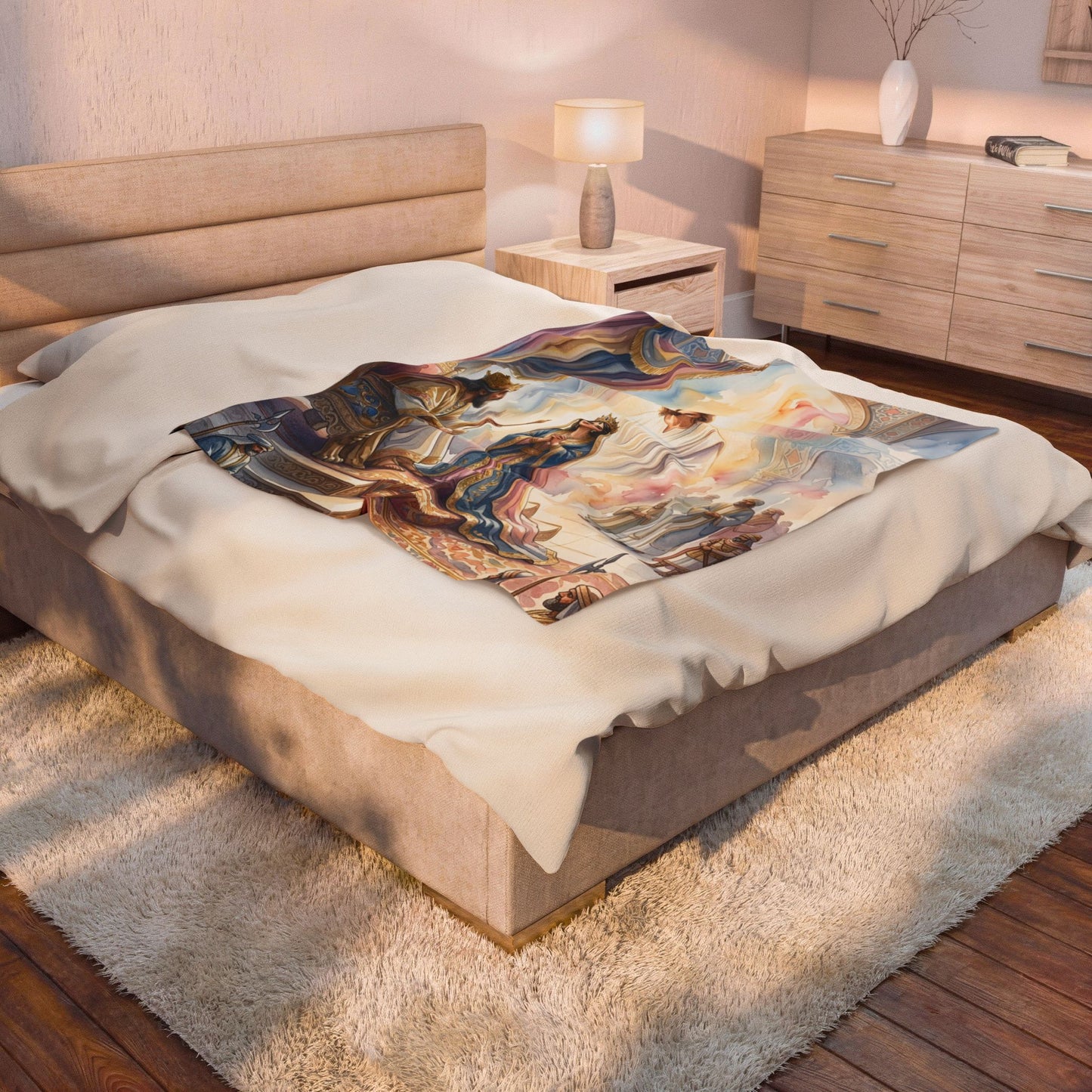 “For Such a Time - Esther Before Ahasuerus” - Plush Blanket
