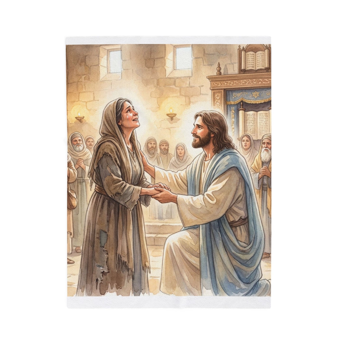“Released - Jesus Heals the Bent Woman” - Plush Blanket