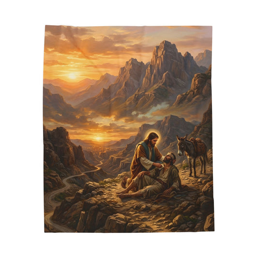 “The Good Samaritan - Compassion on the Jericho Road” - Plush Blanket