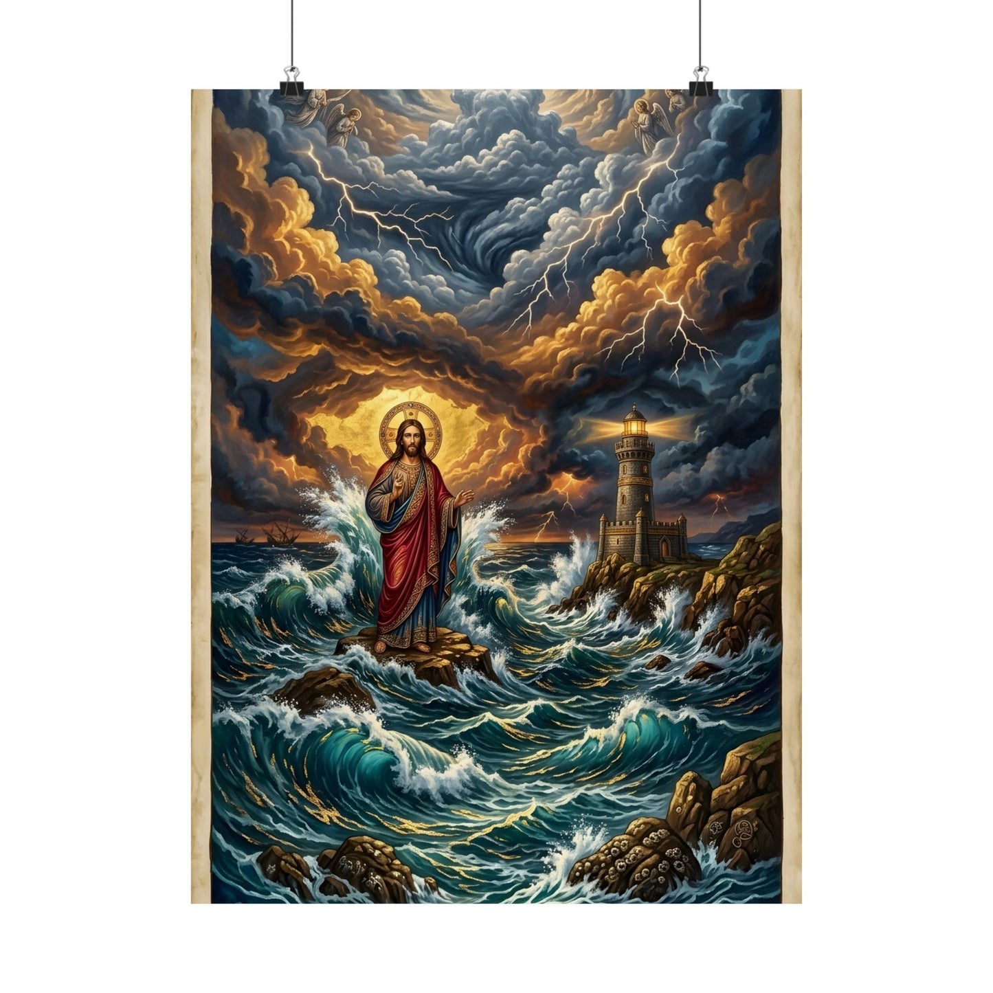 “Steadfast Hope - Lighthouse in the Storm” - Poster