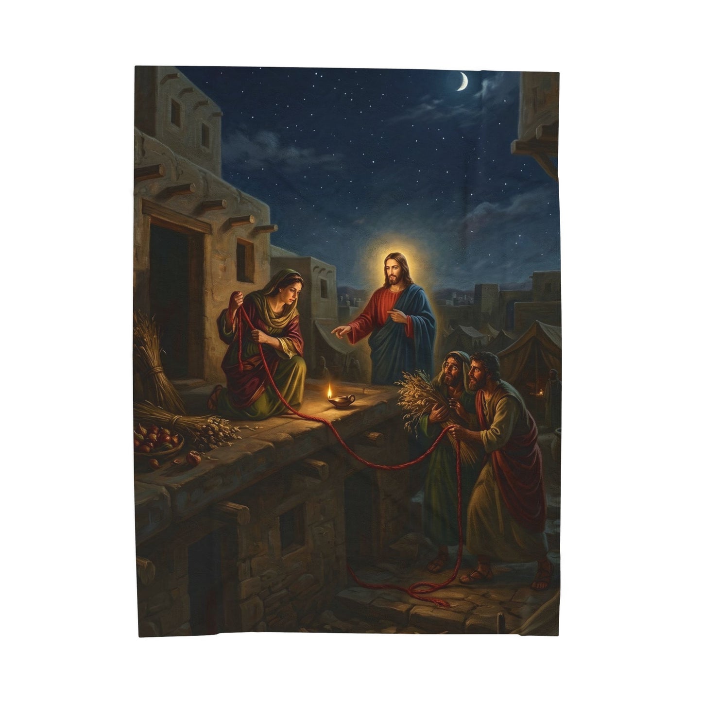 “Scarlet Cord - Rahab and the Spies” - Plush Blanket