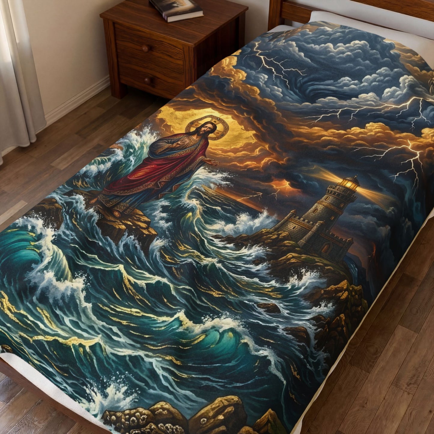 “Steadfast Hope - Lighthouse in the Storm” - Plush Blanket