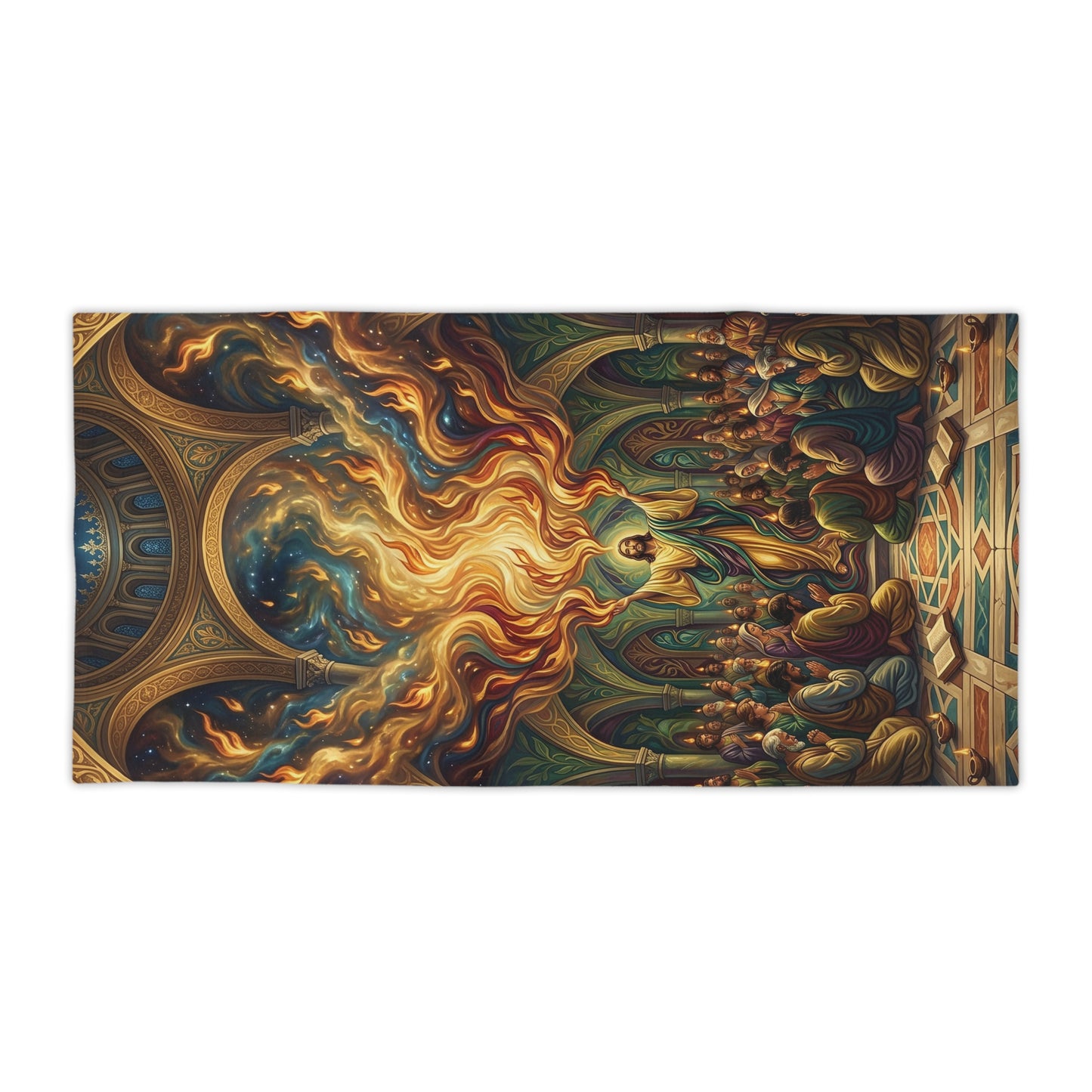 “Spirit Poured Out - Pentecost Flames Descending” - Beach Towel