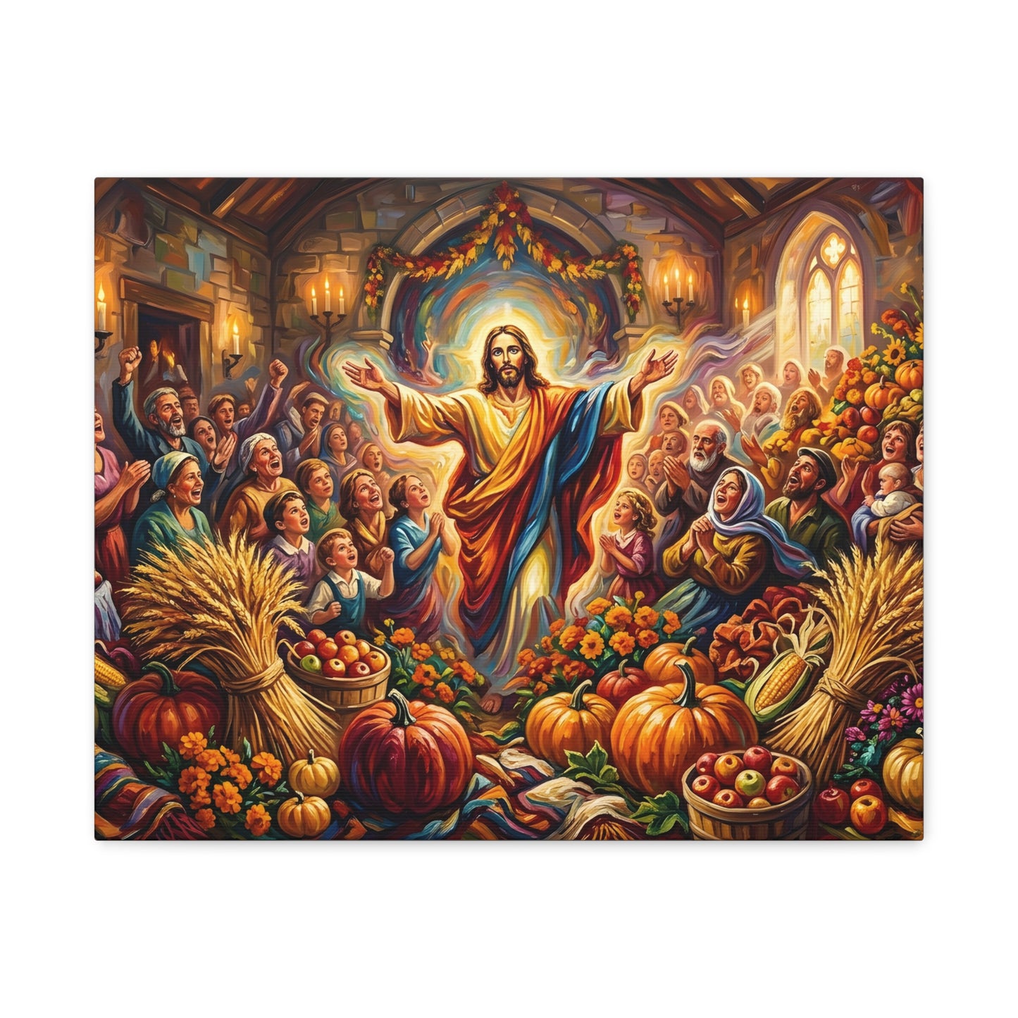 “Bountiful Blessings - A Harvest of Thanksgiving” - Canvas Art