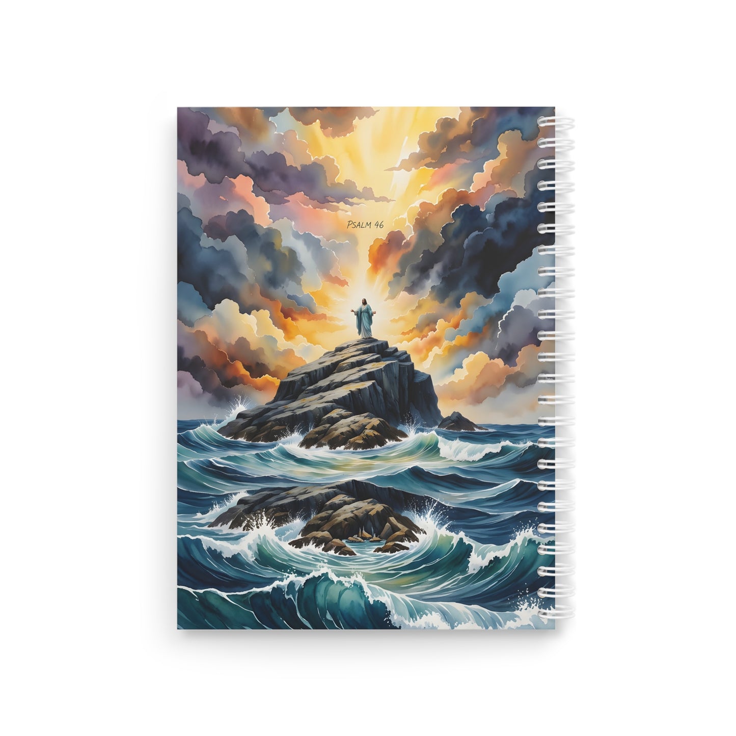“My Refuge and Strength - Rock in the Storm” - Spiral Notebook