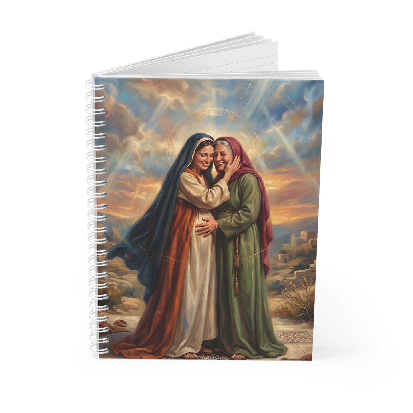 “Blessed Among Women - Mary and Elizabeth Embrace” - Spiral Notebook