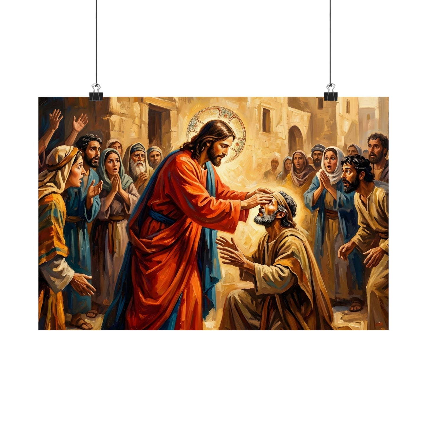 “He Opened My Eyes - Jesus Heals the Blind Man” - Poster