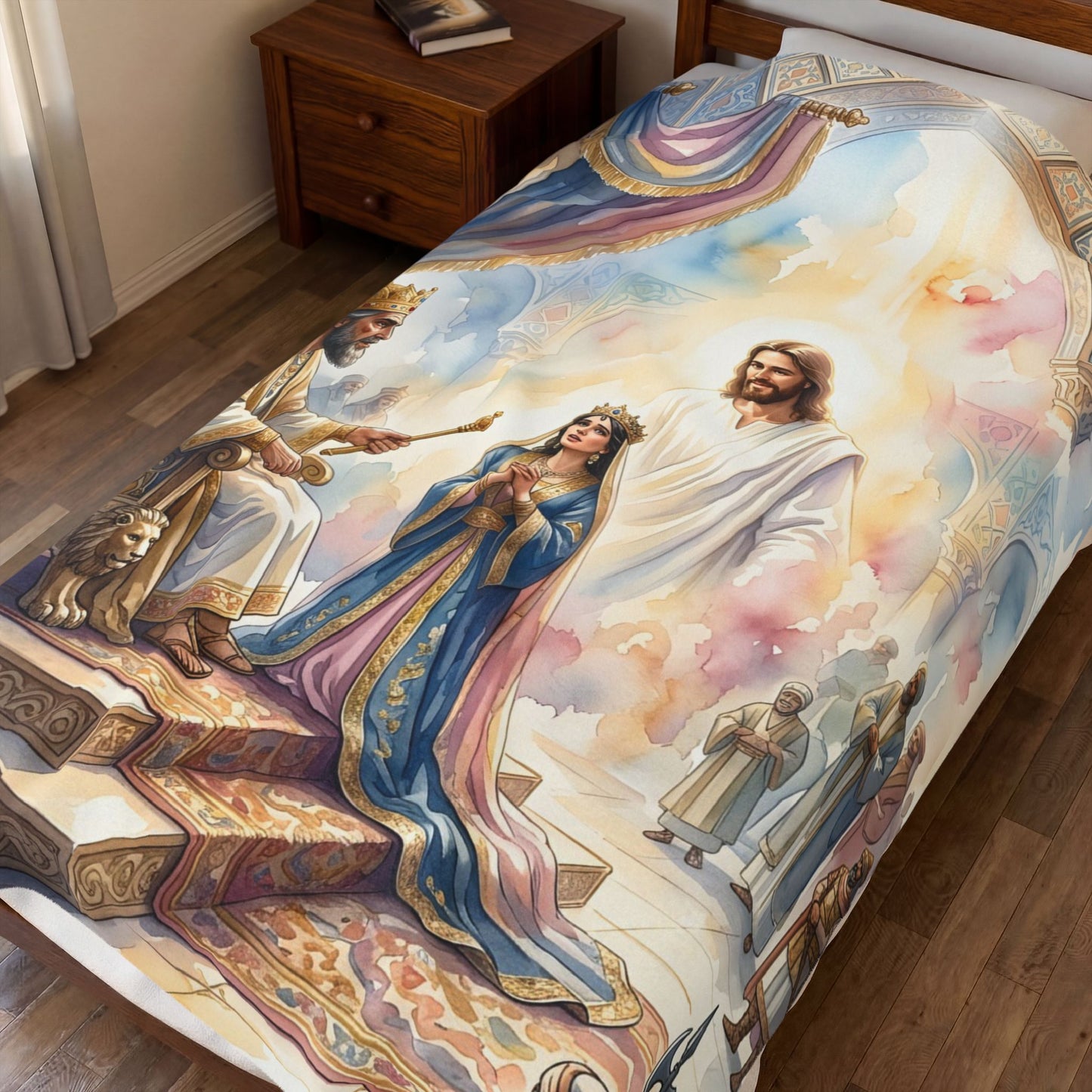 “For Such a Time - Esther Before Ahasuerus” - Plush Blanket
