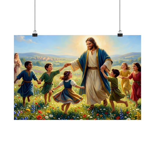 “Joy Overflowing - Children Dancing in the Meadow” - Poster