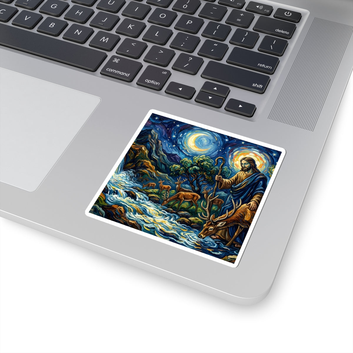 “Streams of Living Water - Deer at a Moonlit Waterfall” - Sticker