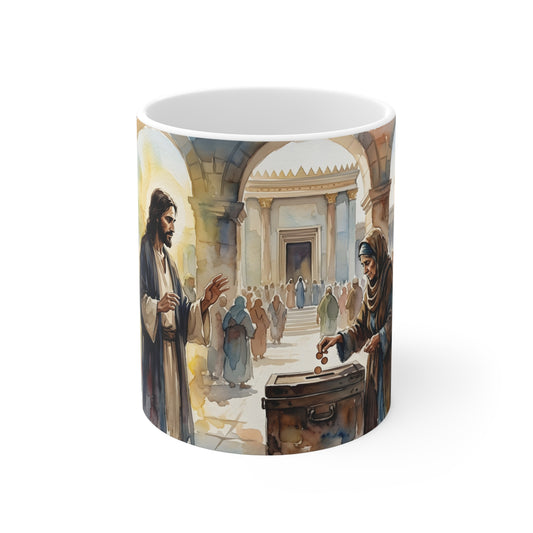 “Her Offering - The Widow's Mite at the Temple” - Coffee Mug