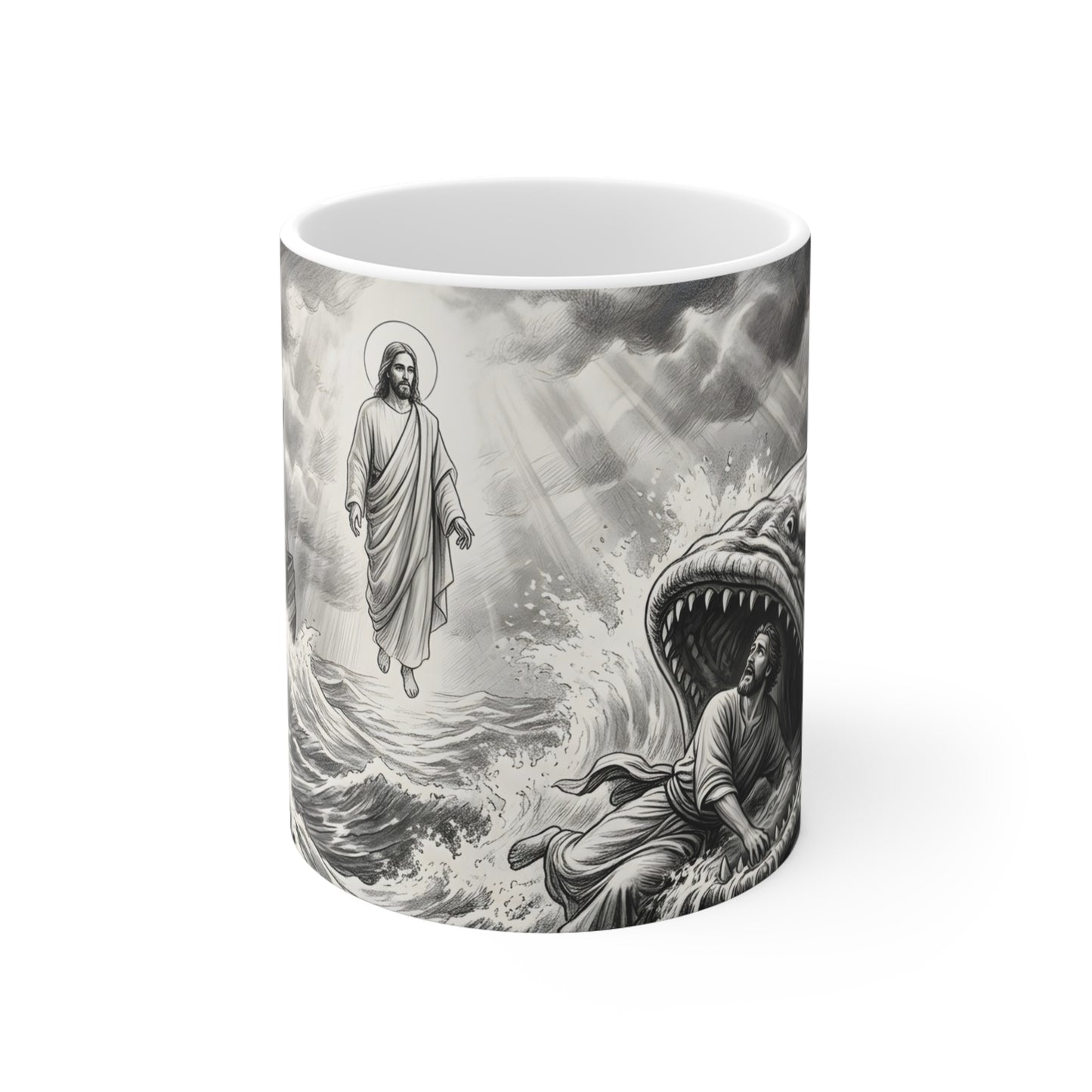 Jonah being swallowed by the great fish - Coffee Mug