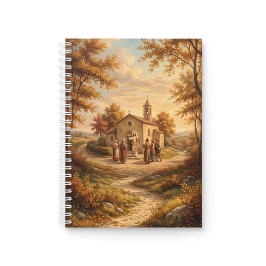 “Sanctuary in Serenity - Autumn's Golden Embrace” - Spiral Notebook