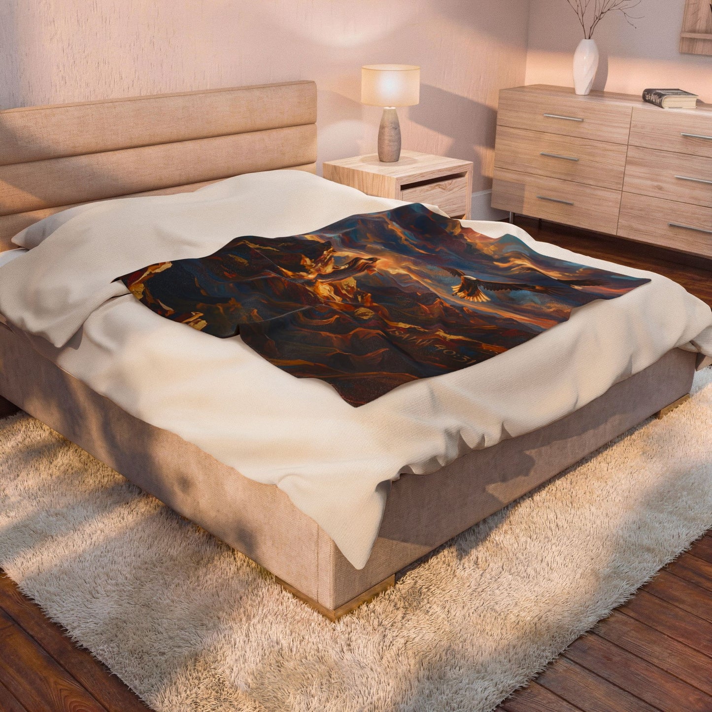 “Soaring Like Eagles - Hope in the Lord Over Mountain Peaks” - Plush Blanket