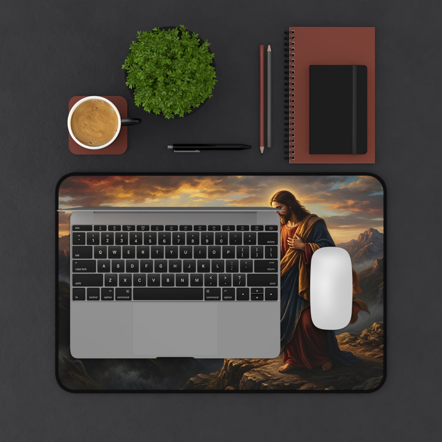 “Joy Comes in the Morning - Sunrise Over Dark Valley” - Desk Mat
