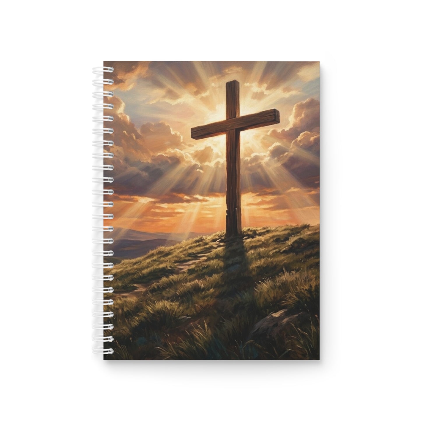 “The Old Rugged Cross - Sunset at Calvary” - Spiral Notebook