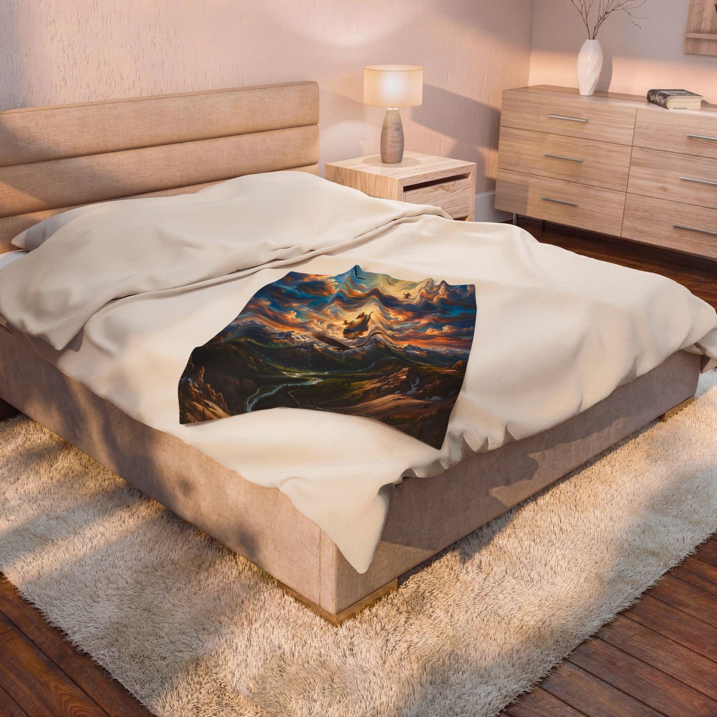 “Soaring Like Eagles - Hope in the Lord Over Mountains” - Plush Blanket