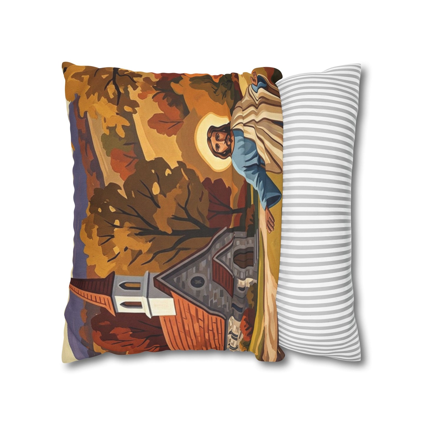 “Golden Harvest - Autumn Church in Tranquility” - Pillowcase
