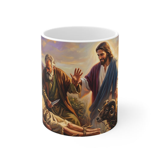 “The Lord Will Provide - Abraham and Isaac on Mount Moriah” - Coffee Mug