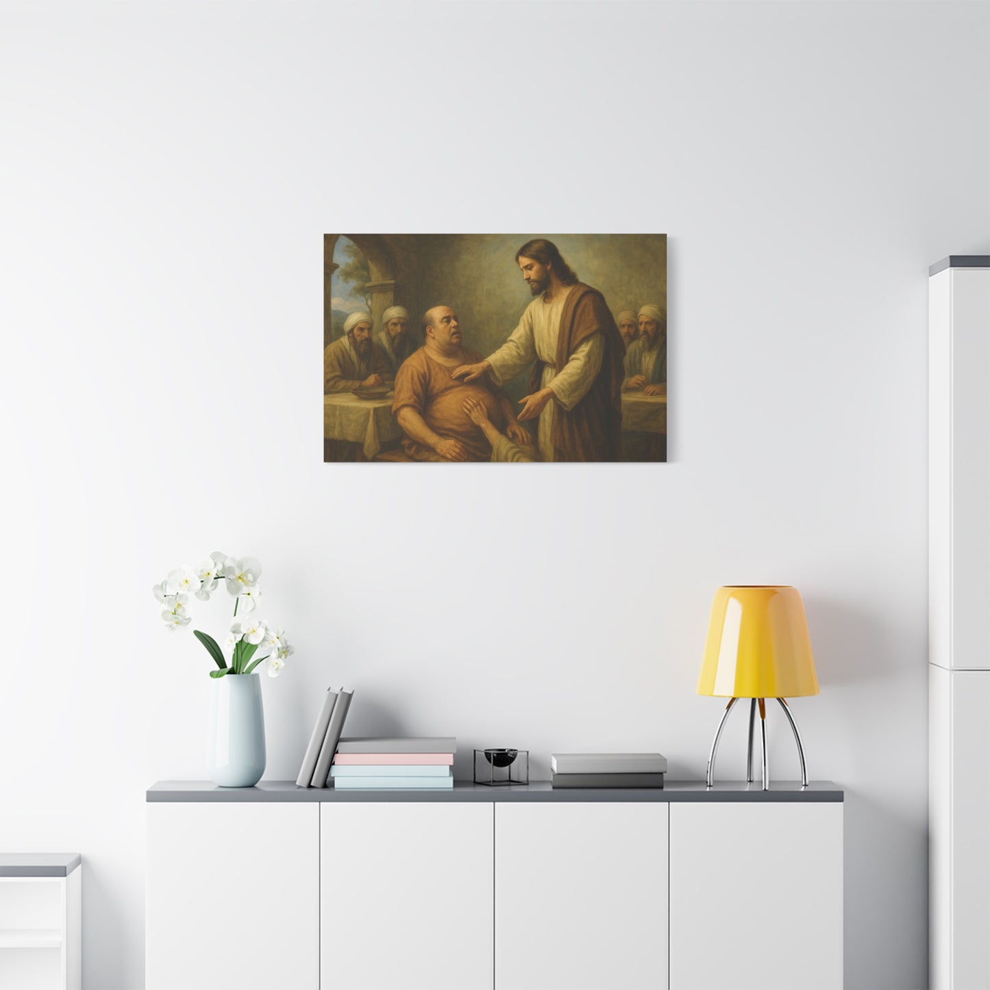 “Jesus Heals a Man with Dropsy – Luke 14:1–4” - Canvas Art