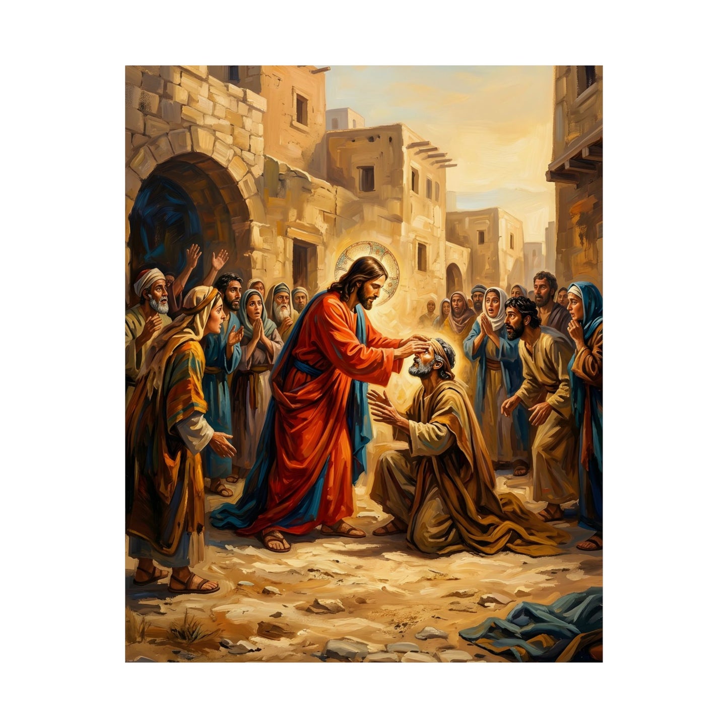 “He Opened My Eyes - Jesus Heals the Blind Man” - Poster