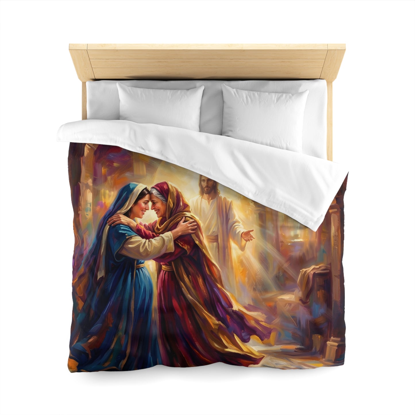“Divine Embrace - Mary and Elizabeth's Joyful Meeting” - Duvet Cover
