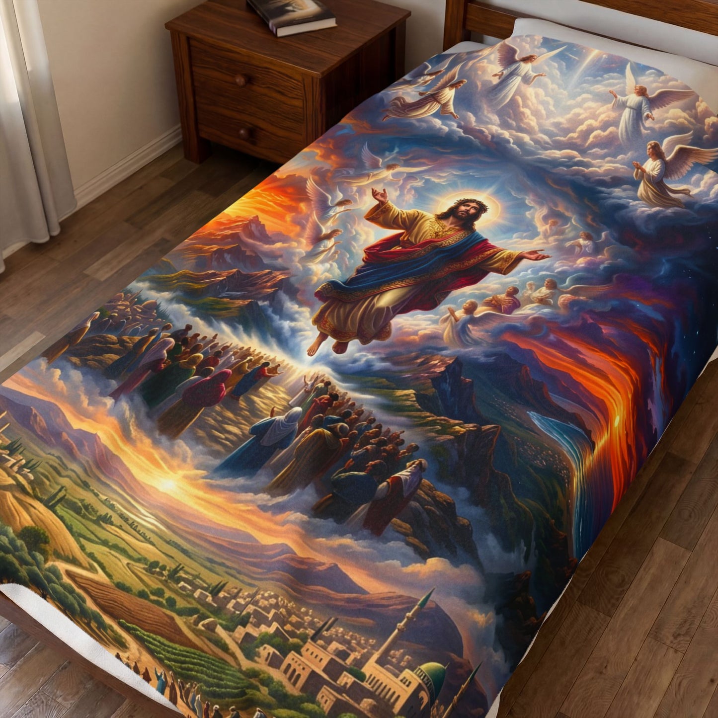 “From Sunrise to Sunset - God Enthroned Above All Nations” - Plush Blanket