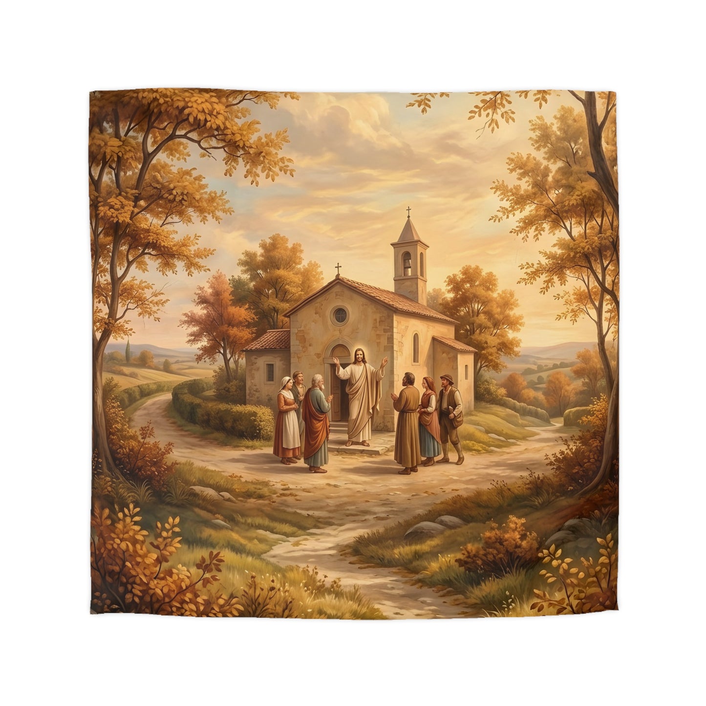 “Sanctuary in Serenity - Autumn's Golden Embrace” - Duvet Cover