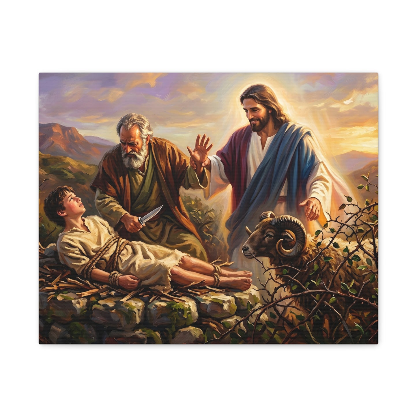 “The Lord Will Provide - Abraham and Isaac on Mount Moriah” - Canvas Art