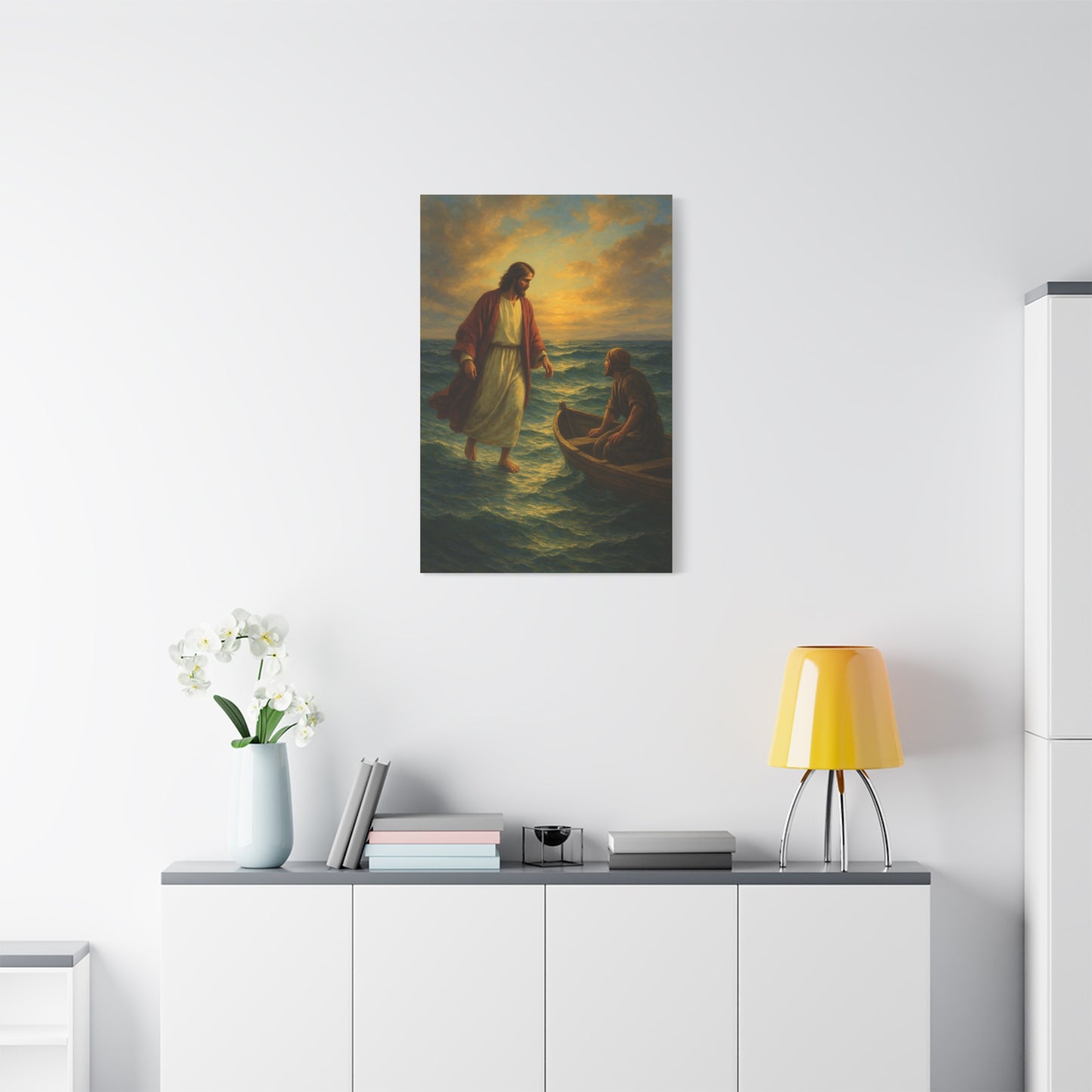 “Jesus Walks on Water – Divine Faith in the Storm” - Canvas Art