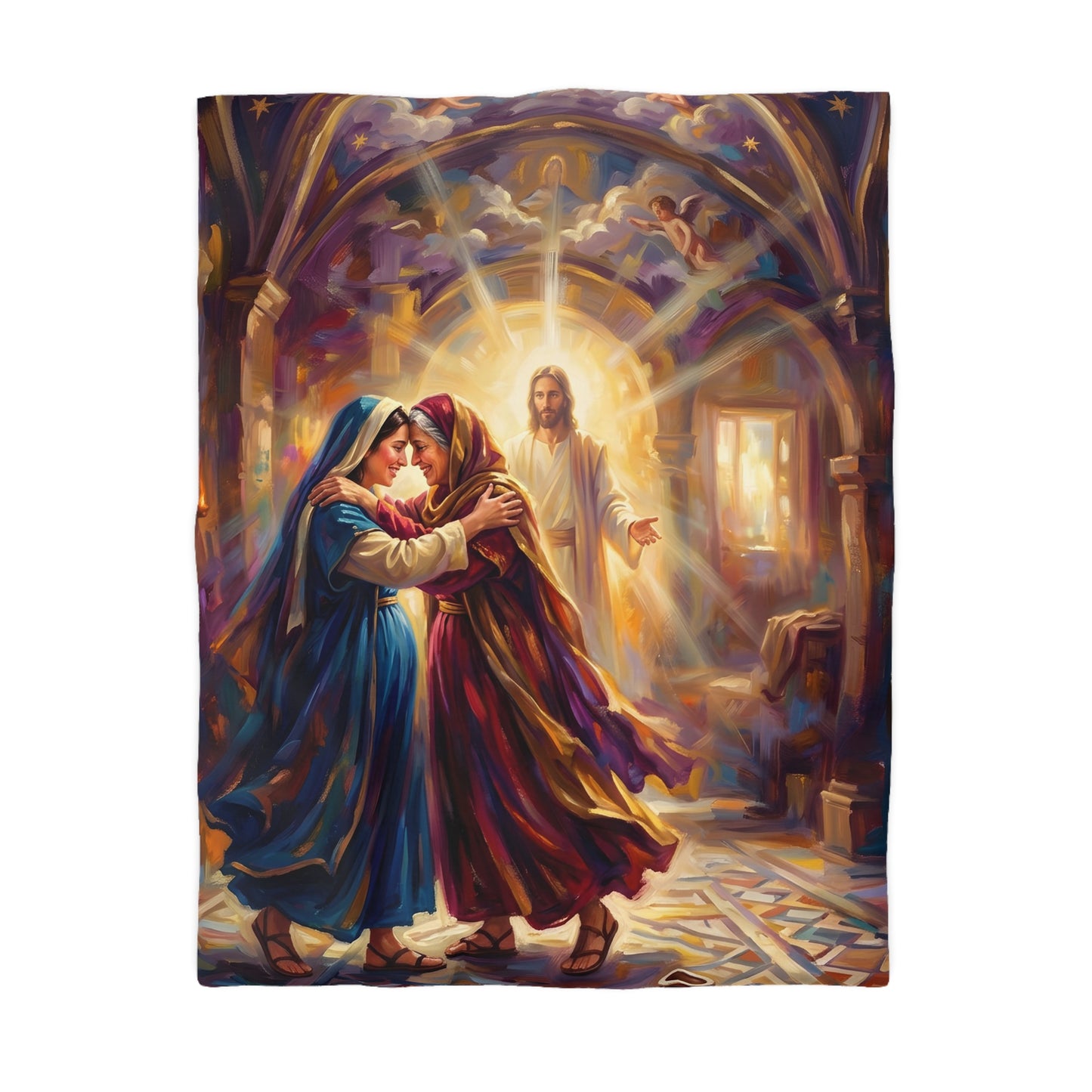 “Divine Embrace - Mary and Elizabeth's Joyful Meeting” - Duvet Cover